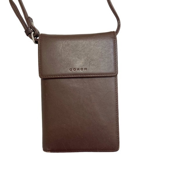 Coach Vintage Brown Leather Crossbody Organizer Wallet